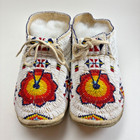 Antique 1880s Plains Indians Native American Moccasins Beaded Ceremonial Sioux