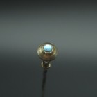Antique Victorian Edwardian Hatpin Blue Glass Cabochon Brass Tone 6  Stickpin