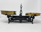 Antique Apothecary Grocer Cast Iron Balance Scale Brass Pans Mars Eagle 5kg