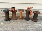  5  Rustic Vintage Primitive Textile Mill Wooden Spools  Bobbins 3-4  Tall J5
