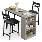 Dining Set Storage Shelves Table And 2 Height Chairs Bar Stools Kitchen Counter