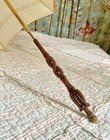 Antique Victorian White Linen Cutwork Embroidery Lace Parasol Umbrella Carved