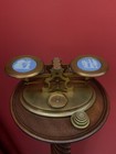 Antique English Pottery   Brass Postal Scale And Weights Philately Collectibles