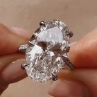 6 3 Tcw Oval Cut Moissanite Hidden Halo Engagement Ring In 14k White Gold Plated