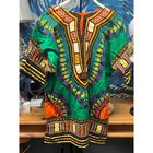 Colorful Green Dashiki Tunic 100  Cotton African Print Shirt Unisex Xl Festival
