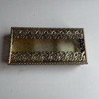 Vintage Gold Tone Filigree Tissue Box Holder Floral Roses Hollywood Regency New