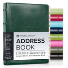 Large Leather Address Book With Alphabetical Tabs - 480 Records  9x7   Green