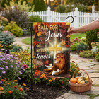 Fall For Jesus He Never Leaves Garden Flag Lion Lamb Autumn Yard Banner Decor