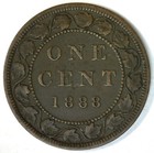 1888 Bronze Canadian Very Fine Canada Large One Cent Coin 1c Vf