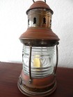 Antique Perko Brass Junior Lantern  Marine Oil Nautical Light  Clear Ribbed Lens