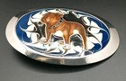 Vintage Mack Truck Bulldog Blue White Swirl Enamel Silver Metal Belt Buckle