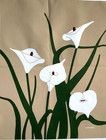 New Vintage Mcm 1970s Marushka Calla Lily Screen Print Wall Art Fabric Panel