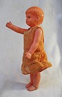 Vintage 1930 s Celluloid Girl Wearing Cloth Dress - Made In Japan