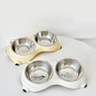Double Pet Bowls Stainless Steel Dog Cat Feeder Food Water Dish Small Pets