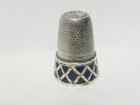 Thimble Vintage Sterling Silver Green   Purple Stained Glass Effect Band