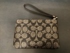 Coach Corner Zip Wristlet Signature Coated Canvas Silver black Nwt  Cw964