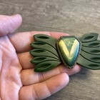 Vintage Art Deco Bakelite Brooch Wings Green