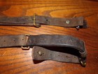 Swedish Brown Leather 2 Piece Military Rifle Sling Used Surplus Condition