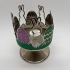 Bath   Body Works Easter Bunny Eggs Glitter 3-wick Metal Pedestal Candle Holder