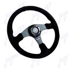 14  Nismo Style Racing Black Stitching Suede Sport Steering Wheel W Horn Button