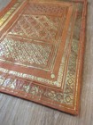 Vintage Moroccan Brown Tan And Gold Embossed Leather Padfolio Portfolio Folder 