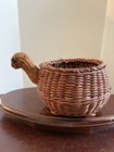 Turtle Basket Woven Wicker Planter Boho Decor Cottage Garden Farmhouse Vintage