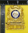 Georgia State Police Sgt Hat Badge 24k Gold Clad Heiser Blackinton Enamel Cap B2
