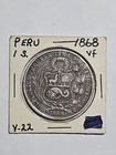 1868 Peru South America Liberty Antique Genuine Silver Sol Peruvian Coin