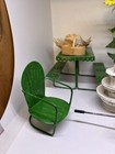 Dollhouse Miniature Patio Back Yard Set X 9 Picnic Table Basket Chair Bird Bath
