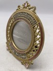 Picture Frame Jeweled Enamel Crystals Gold Pink Round Floral 2 25  Photo Vintage