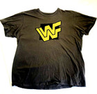 Wwf Old School Logo T-shirt Embroidered Wwe World Wrestling Brown Gold L Xl Men