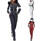 Women Winter Warm Snowsuit Outdoor Hooded Sports Ski Suit Waterproof Thick Pants