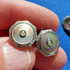 Vintage Krementz Art Deco Engraved Pearl Cuff Links Octagon Design