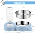 2 In 1 Automatic Pet Feeder Stainless Steel Bowl Light Blue Dog Cat Food Water D