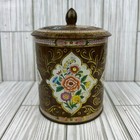 Vintage Daher Floral Lidded Confectionery Biscuit Tea Tin W  Lid Made In England