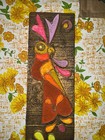 Mid Century 1960 70s Colorful Birds Parrot   Flowers Wall Art Mexico Signed