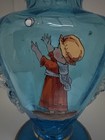 Vintage Mary Greggory Victorian Style Hand Blown Aquamarine Blue Vase