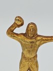 Old Vintage 1940s  Brass Metal Quarterback Football Trophy On Wood Stand 5  Tall