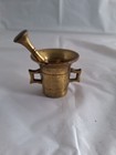 Antique Mortar   Pestle Heavy Solid Brass Pharmacy Apothecary Bowl Set