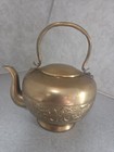 Vintage Brass Or Bronze Teapot Tea Pot Kettle Engraved Etched Chinese Or Asian