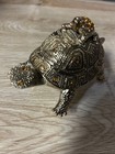Bombay Co  Brass Turtle Jeweled Rhinestone Trinket Box