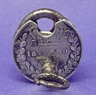 Unusual Solid Silver Queen Victoria 1870 3d Coin Padlock With Original Key