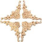 Rose Carved Appliques Onlays Crafts Addition - 4 72x4 72 In - 4-pack