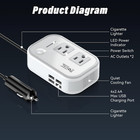 200w Car Power Inverter 12v Dc To 110v Ac Car Inverte With 4 Usb Ports Car New