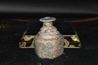 Big Rare Ancient Roman Glass Bottle Container With Iridescent Patina