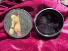 Antique Snuff Box Papier Mache 19th Century Portrait Woman Hand Painted