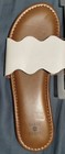Shade   Shore Women s Scalloped Slide Sandals White - Size 8 - New