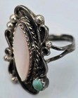 Vintage Native American Navajo Mother Of Pearl Sterling Silver Ring - Size 6 5