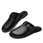 Man s Casual Leather Shoes Slip On Loafers Sandals Breathable Half Slippers  