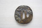 Japanese Sword Tsuba Pine Design Brass Cast Guard Meiji Showa Era 70mm  J136